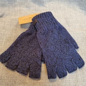 NWT Cole Haan Fingerless Knit Gloves Navy Blue Wool Blend